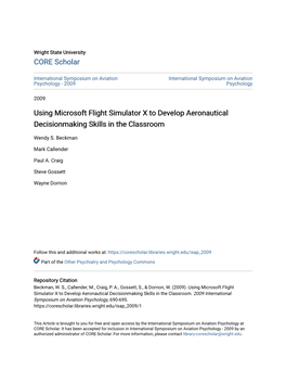 Using Microsoft Flight Simulator X to Develop Aeronautical Decisionmaking Skills in the Classroom
