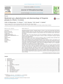 Medicinal Uses, Phytochemistry and Pharmacology of Pongamia Pinnata (L.) Pierre: a Review