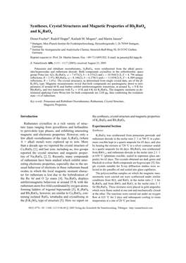 Syntheses, Crystal Structures and Magnetic Properties of Rb Ruo and K