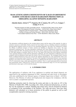 Mass Attenuation Coefficients of X-Rays in Different Barite Concrete Used in Radiation Protection As Shielding Against Ionizing Radiation