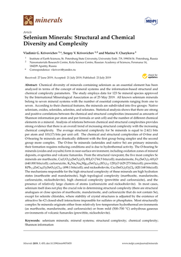 Selenium Minerals: Structural and Chemical Diversity and Complexity