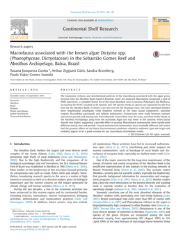 Macrofauna Associated with the Brown Algae Dictyota Spp. (Phaeophyceae, Dictyotaceae) in the Sebastião Gomes Reef and Abrolhos Archipelago, Bahia, Brazil