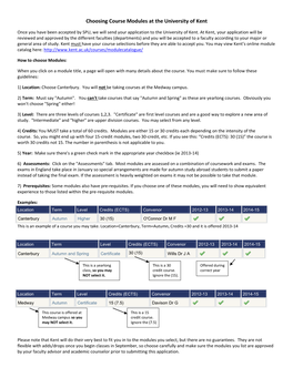 Choosing Course Modules at the University of Kent