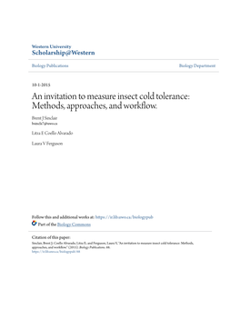 An Invitation to Measure Insect Cold Tolerance: Methods, Approaches, and Workflow