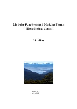 (Elliptic Modular Curves) JS Milne