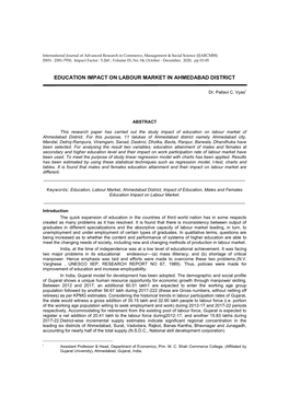 Education Impact on Labour Market in Ahmedabad District