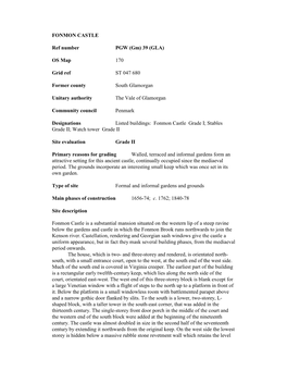 FONMON CASTLE Ref Number PGW (Gm) 39 (GLA) OS Map 170 Grid Ref
