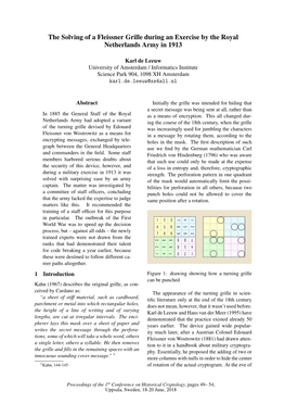 The Solving of a Fleissner Grille During an Exercise by the Royal Netherlands Army in 1913