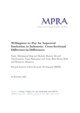 Willingness to Pay for Improved Sanitation in Indonesia: Cross-Sectional Diﬀerence-In-Diﬀerences