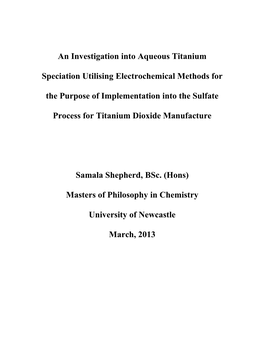 An Investigation Into Aqueous Titanium