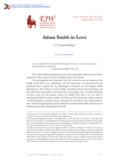 Adam Smith in Love · Econ Journal Watch : Abbe Colbert, James Currie, Janet Douglas, Lady Frances, David Hume, Henry Mackenzie