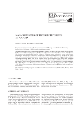 Malacocenoses of Five Beech Forests in Poland