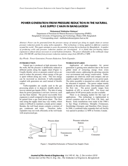 Power Generation from Pressure Reduction in the Natural Gas Supply Chain in Bangladesh 89