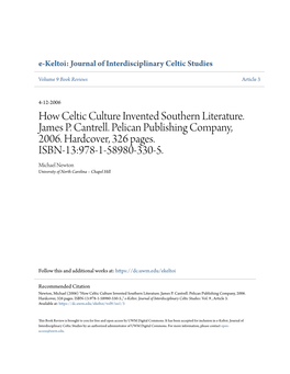 How Celtic Culture Invented Southern Literature. James P. Cantrell