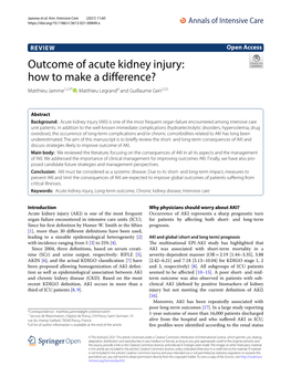 Outcome of Acute Kidney Injury: How to Make a Difference?