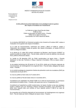 PRÉFET COORDONNATEUR DU BASSIN ARTOIS-PICARDIE D Irection Régionale De Rcn\'Ironncment
