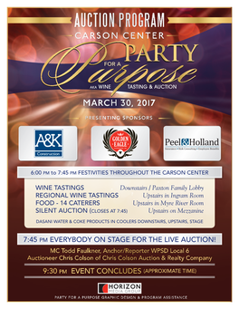 Carson Center Party for a Purpose 2017 Auction Program FINAL 3 27 17.Pdf