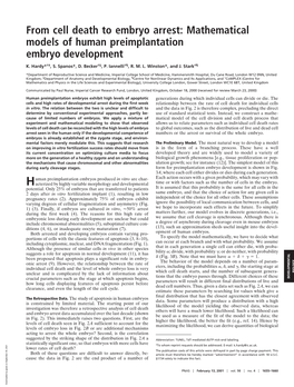 From Cell Death to Embryo Arrest: Mathematical Models of Human Preimplantation Embryo Development