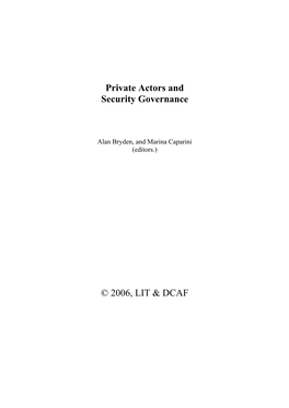 Private Actors and Security Governance