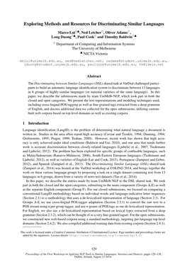 Exploring Methods and Resources for Discriminating Similar Languages