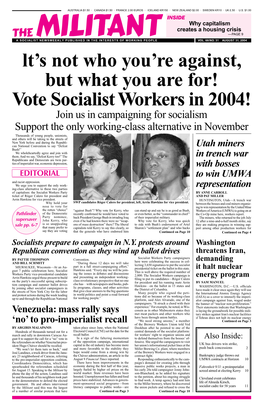 Vote Socialist Workers in 2004!