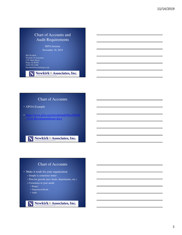 Chart of Accounts and Audit Requirements Chart of Accounts