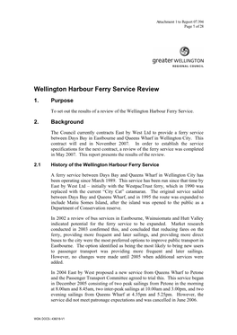 Wellington Harbour Ferry Service Review 1