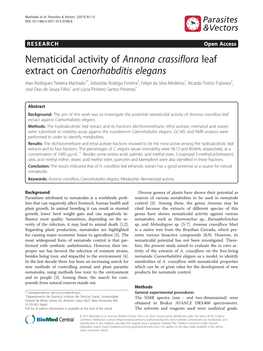 Nematicidal Activity of Annona Crassiflora Leaf Extract on Caenorhabditis Elegans