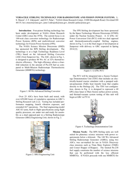 Versatile Stirling Technology for Radioisotope and Fission Power Systems