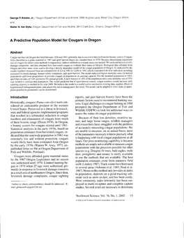 A Predictive Population Model for Gougars in Oregon