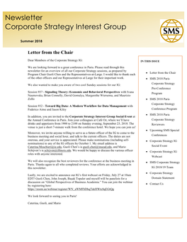 Newsletter Corporate Strategy Interest Group