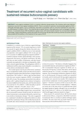 Treatment of Recurrent Vulvo-Vaginal Candidiasis with Sustained-Release Butoconazole Pessary