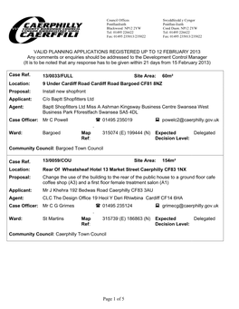 Page 1 of 5 VALID PLANNING APPLICATIONS REGISTERED UP