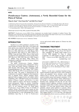 Pseudoconyza Cuatrec. (Asteraceae), a Newly Recorded Genus for the Flora of Taiwan