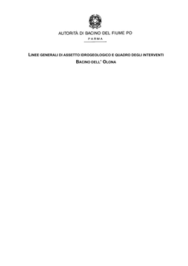 Linee Generali Di Assetto Idrogeologico E Quadro Degli Interventi Bacino Dell’ Olona