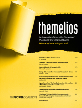 An International Journal for Students of Theological and Religious Studies Volume 43 Issue 2 August 2018