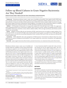 Follow-Up Blood Cultures in Gram-Negative Bacteremia: Are They Needed? Christina N