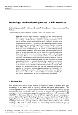 Delivering a Machine Learning Course on HPC Resources