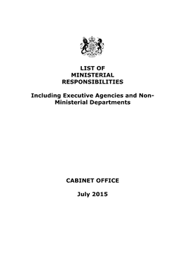 Ministerial Departments CABINET OFFICE July 2015