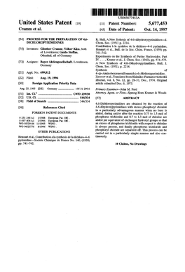 United States Patent (19) 11 Patent Number: 5,677,453 Cramm Et Al