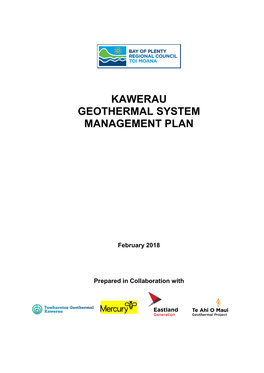 Kawerau Geothermal System Management Plan