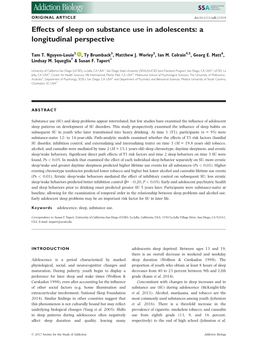 Effects of Sleep on Substance Use in Adolescents: a Longitudinal Perspective