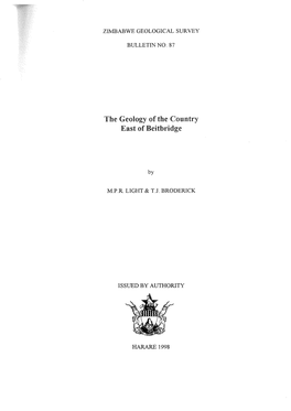 The Geology of the Country East of Beitbridge