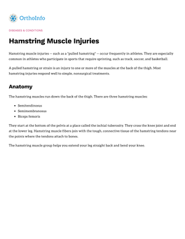 Hamstring Muscle Injuries