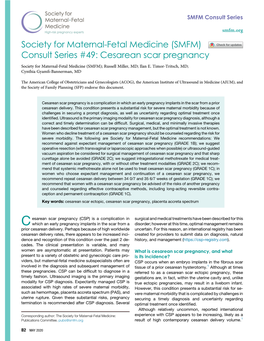 (SMFM) Consult Series #49: Cesarean Scar Pregnancy