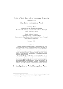 Decision Tools to Analyse Immigrant Territorial Distribution (The Porto Metropolitan Area)