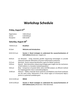 Workshop Schedule