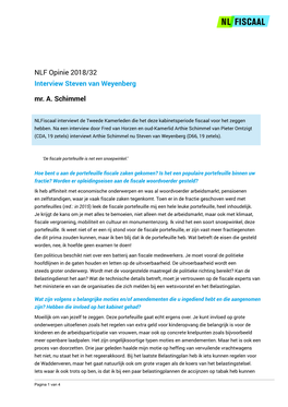 NLF Opinie 2018/32 Interview Steven Van Weyenberg Mr. A. Schimmel