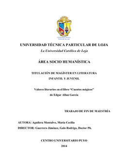 UNIVERSIDAD TÉCNICA PARTICULAR DE LOJA La Universidad Católica De Loja