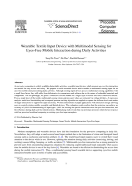 Wearable Textile Input Device with Multimodal Sensing for Eyes-Free Mobile Interaction During Daily Activities